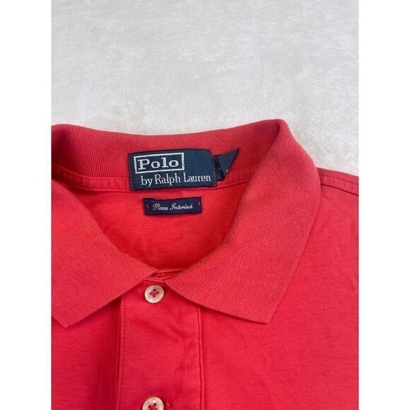 Polo by Ralph Lauren Pima Interlock Men's Polo Shirt Size L Red 100% Cotton Logo - Picture 5 of 9